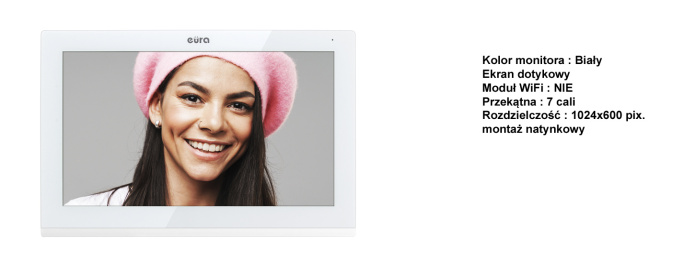 Eura Monitor wideodomofonu VDA-09C5 WiFi 7''